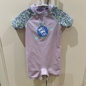 George Kids Light Purple Swim Rashguard with Turtle Design 12/18m